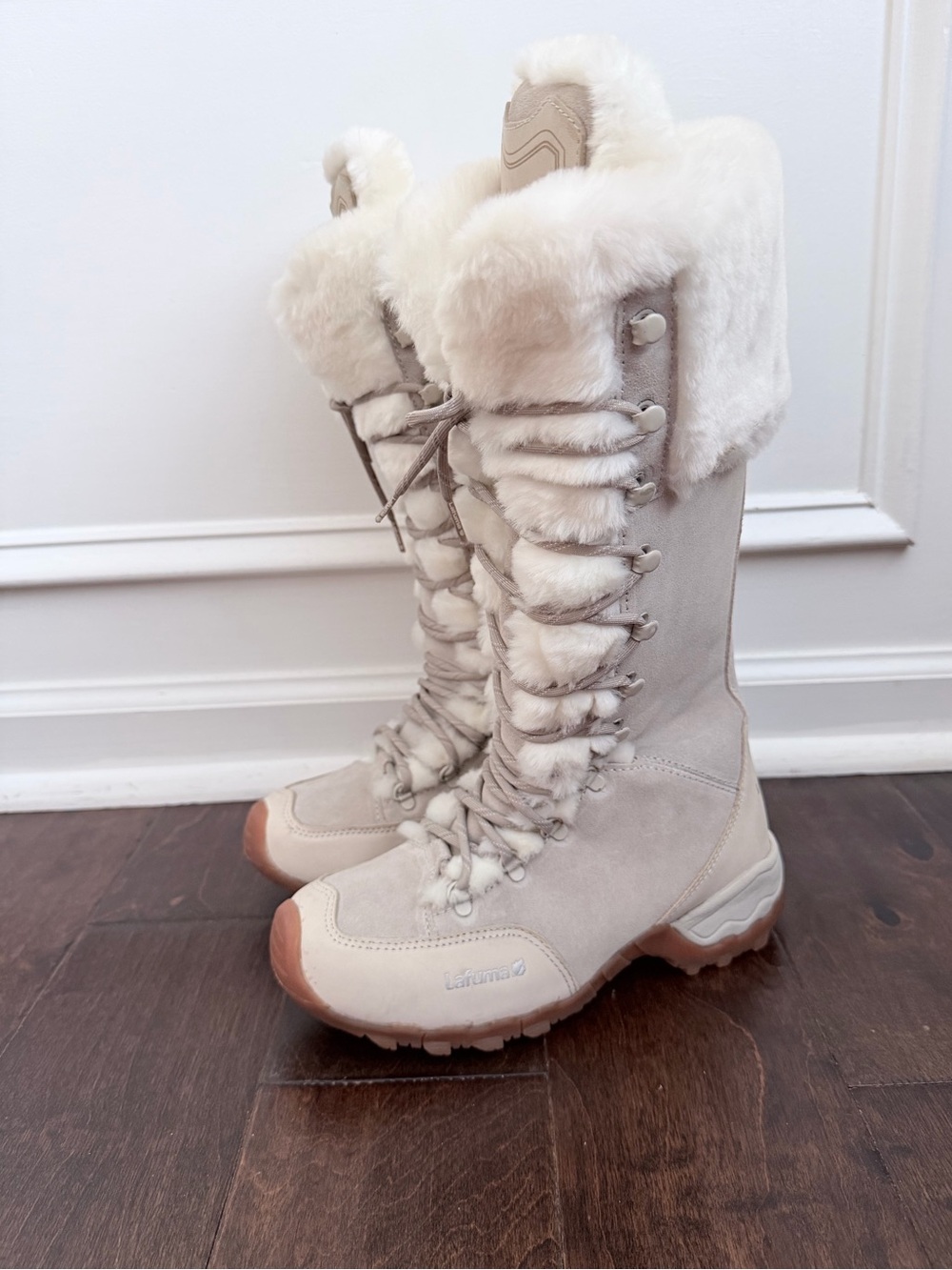 Lafuma ladies plush snow high boots grey fur lace up